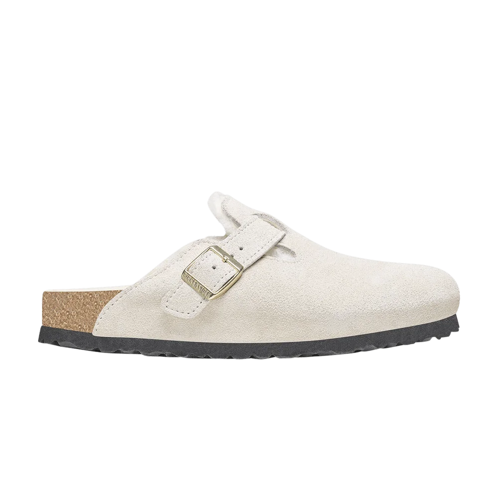 Sabo-Birkenstock-Wmns-Boston-Shearling-Suede-Leather-Narrow-Antique-White