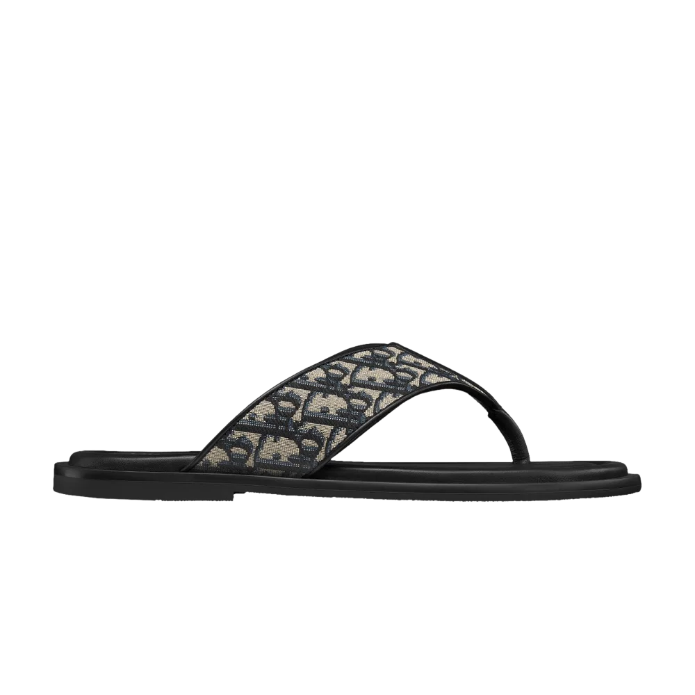 Sandalii-Dior-Alias-Thong-Sandal-Dior-Oblique-Beige-Black