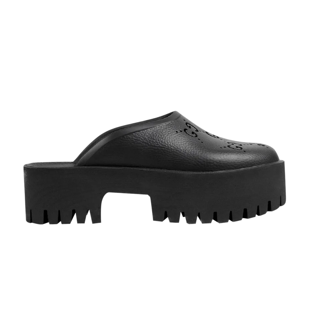 Sandalii-Gucci-Wmns-Platform-Perforated-G-Sandal-Black
