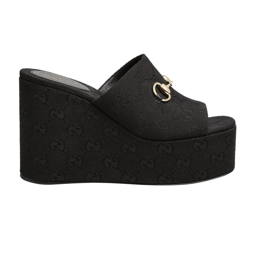Sandalii-Gucci-Wmns-Wedge-Horsebit-Sandal-Black