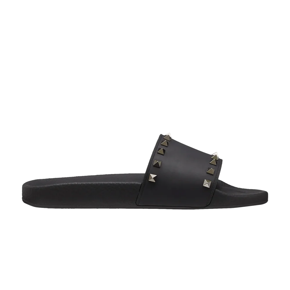 Sandalii-Valentino-Rockstud-Rubber-Slider-Sandal-Black