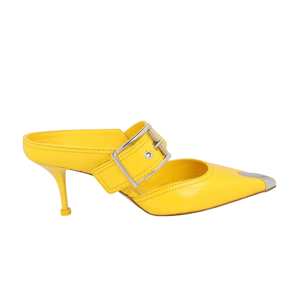Tapochki-Alexander-McQueen-Wmns-Buckle-Leather-Mule-Pop-Yellow-Silver