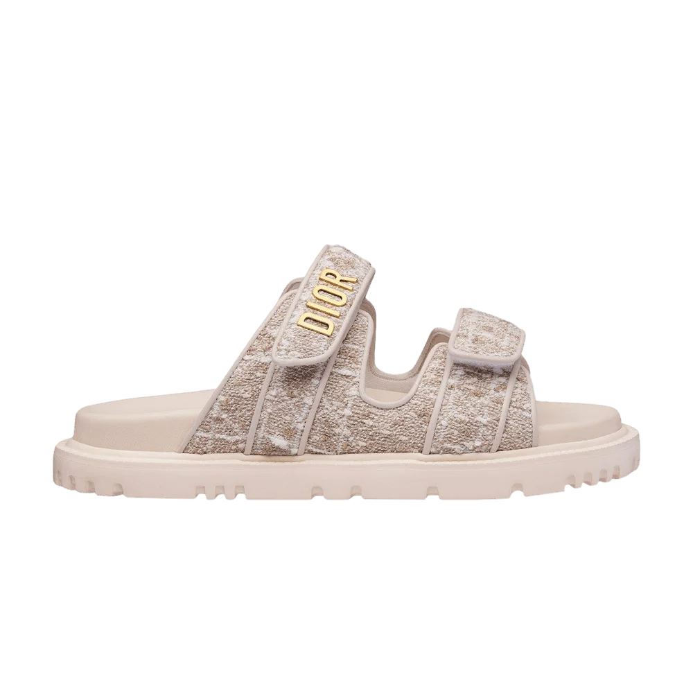 Tapochki-Dior-Wmns-Dioract-Slide-Cannage-Tweed-Beige