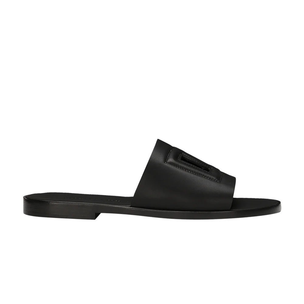 Tapochki-Dolce-Gabbana-Leather-Slides-DG-Cutout-Black