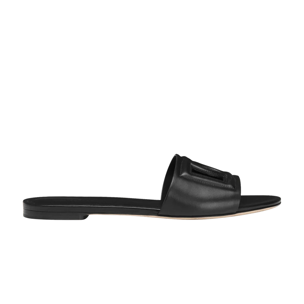 Tapochki-Dolce-Gabbana-Wmns-Calfskin-Slide-Sandal-Millennials-Logo-Black