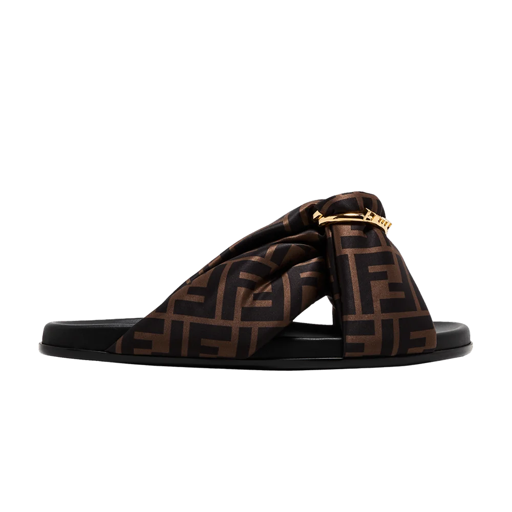 Tapochki-Fendi-Wmns-Feel-FF-Satin-Slide-Brown