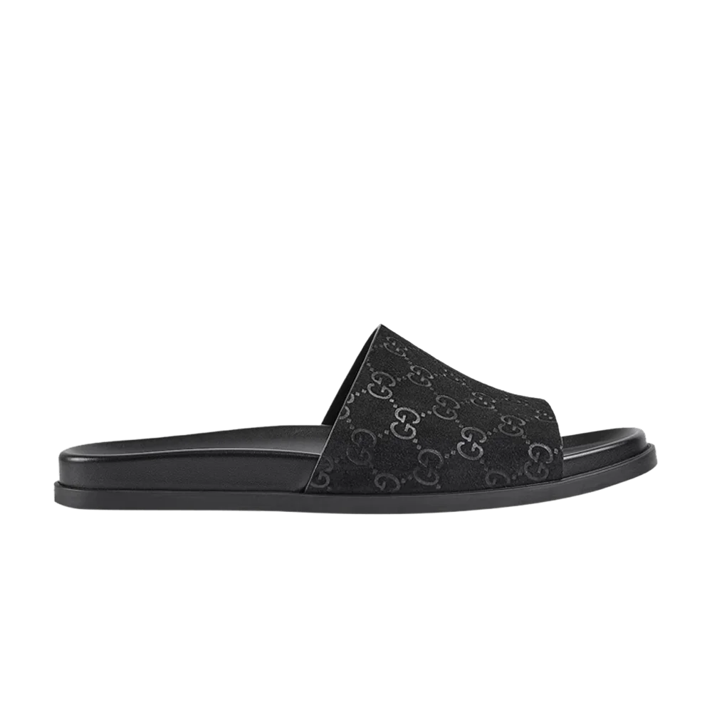 Tapochki-Gucci-Slide-Sandal-Engraved-GG-Monogram-Black