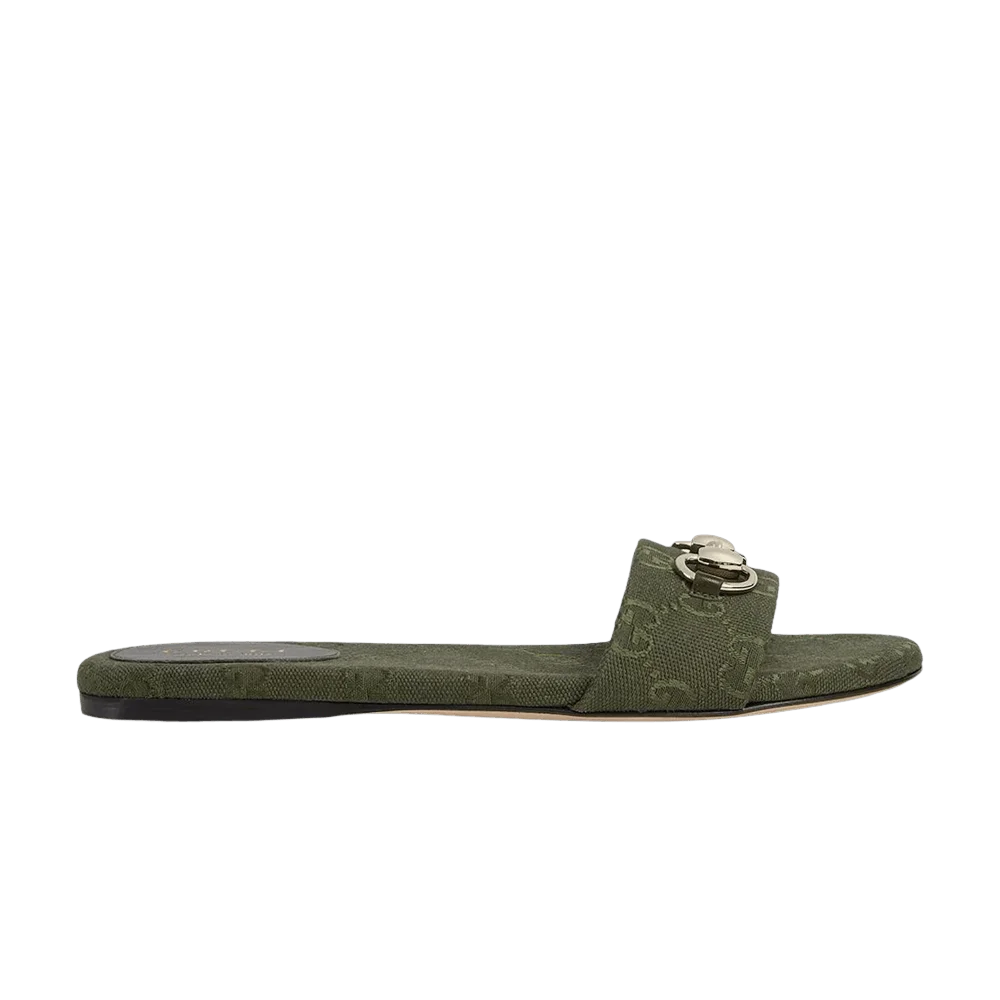 Tapochki-Gucci-Wmns-Horsebit-Slide-Green