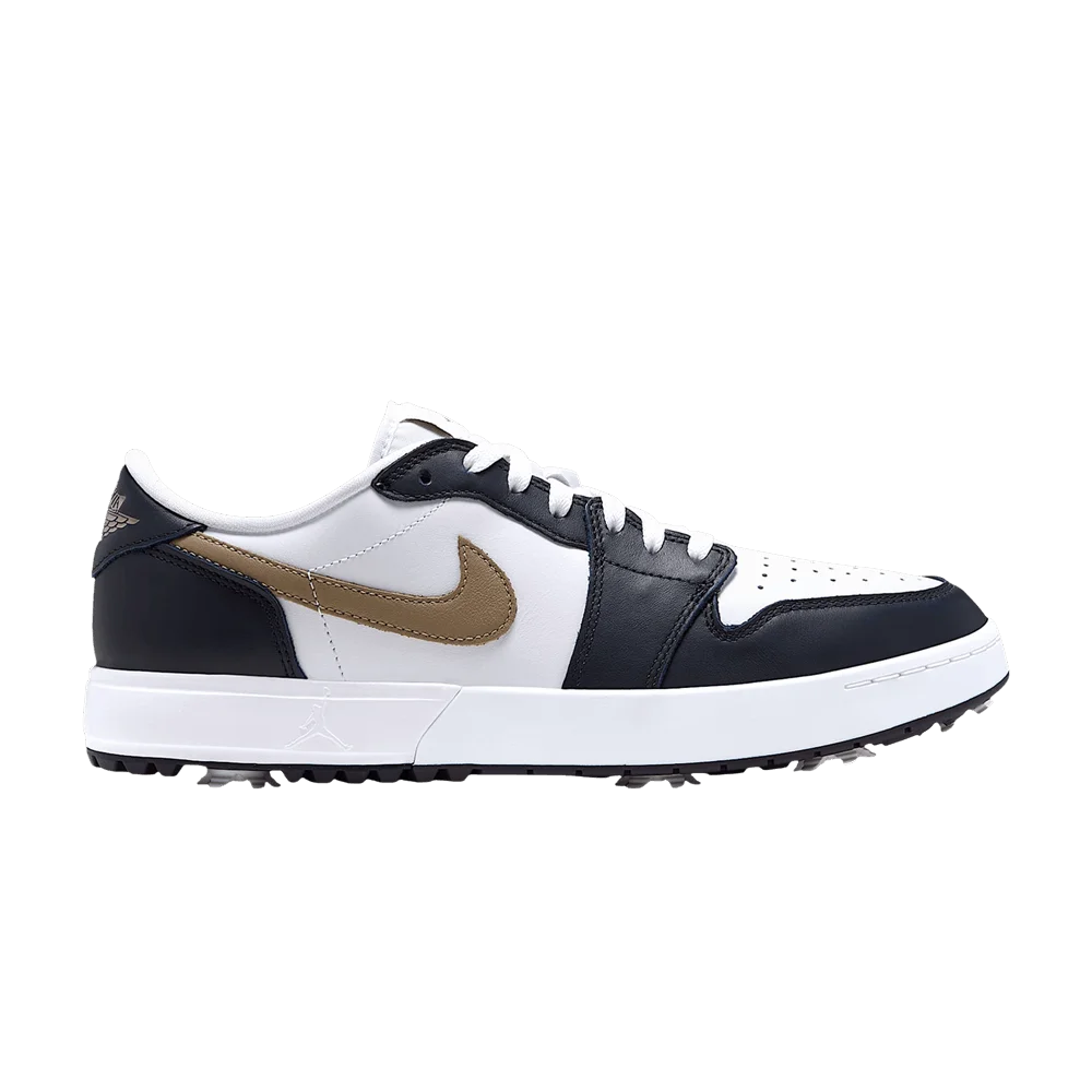 Krossovki-Air-Jordan-1-Low-G-Spiked-Golf-White-Dark-Obsidian-Khaki-