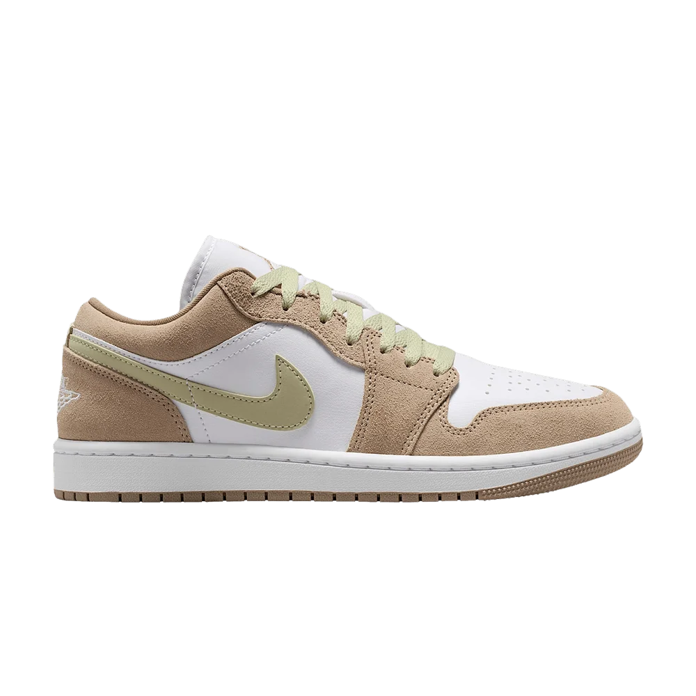 Krossovki-Air-Jordan-Wmns-1-Low-Khaki-Olive-Aura-Sail-White-